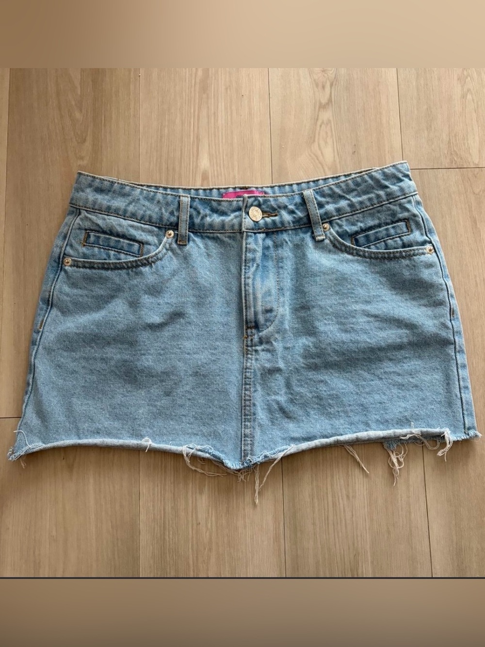 Edikted blue denim mini skirt
